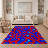 Bold Red Blue Fluid Abstract Area Rug