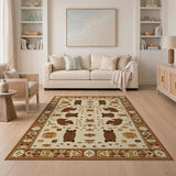 Brown and Tan Brown Bear Heritage Tribal Area Rug