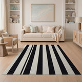 Bold Black White Striped No. 74 Area Rug