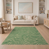 Abstract Area Green Green Wavy Abstract Area Rug