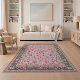 Ornate Pink Floral Persian Area Rug