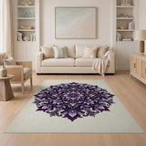 Intricate Purple Mandala Floral Rug