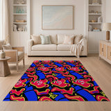 Whimsical Cartoon Faces Multi-Color Area Rug