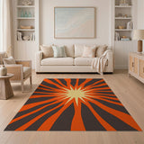 Radiant Orange Starburst Geometric Rug