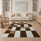 Brown Tan Geometric Block Area Rug