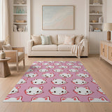 Cute Pink Cartoon Cat Faces Area Rug