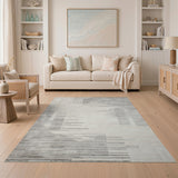 Modern Beige Grey Geometric Abstract Area Rug