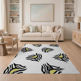 Abstract Zebra Pattern Area Rug Black with Yellow Accents