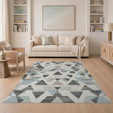Geometric Modern Teal Grey Geometric Modern Area Rug