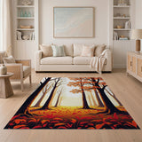 Autumn Forest Path Orange Area Rug