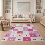 Pastel Pink Hearts Patchwork Area Rug