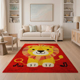 Cute Cartoon Lion Kids Area Rug with Music Notes