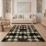 Brown Houndstooth Geometric Area Rug