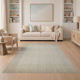 Beige and Neutral Beige Gridline Geometric Area Rug