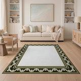 Black White Heritage Tribal Border Rug