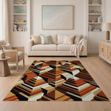 Geometric Pyramid Stacks Brown Tan Area Rug