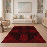 Red Skull Rose Vintage Area Rug