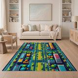 Vibrant Top-Down Urban Avenue Area Rug