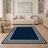 Navy Greek Key Border Area Rug