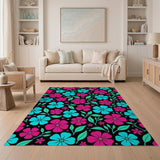Vibrant Pink Cyan Floral Area Rug