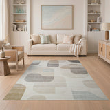 Modern Abstract Geometric Beige Area Rug
