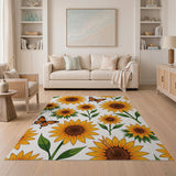 Vibrant Sunflower Monarch Butterfly Area Rug