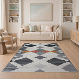Grey Rust Diamond Geometric Southwestern Rug