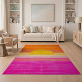 Vibrant Sunset Gradient Striped Area Rug