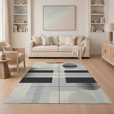 Geometric Modern Abstract Area Rug Black Grey Red