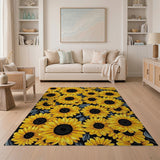 ODIKA Sunflower Pattern Machine Washable Low Pile Area Rug - Non-Slip, Pet & Kid Friendly Floral Carpet