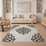 Elegant Beige Persian Motif Area Rug