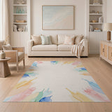 Vibrant Watercolor Leaves Area Rug