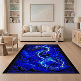Blue and Teal Majestic Blue Dragon Lightning Area Rug