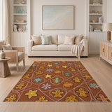 Whimsical Gingerbread Men Snowflakes Area Rug