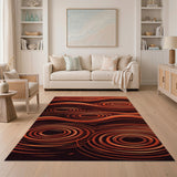 Fiery Ripple Waves Abstract Area Rug