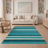 Teal Striped Woven Area Rug