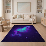 Cosmic Swirl Blue Teal Abstract Area Rug