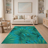 Vibrant Green Palm Leaf Area Rug