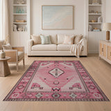 Pink Southwestern Geometric Diamond Rug