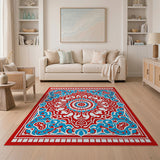Ornate Red and Blue Persian Medallion Rug