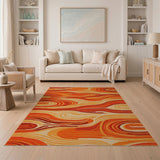 Abstract Area Swirling Orange Abstract Area Rug