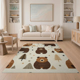 Cute Woodland Bear Kids Area Rug