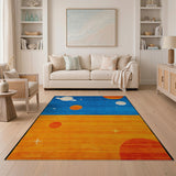 Cosmic Planets Kids Area Rug in Blue Orange