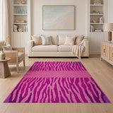 Pink Vibrant Pink Zebra Stripe Area Rug