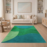 Teal Green Abstract Overlapping Circles Area Rug