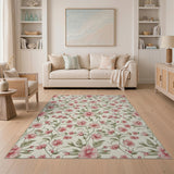 Pink Vintage Pink Floral Area Rug