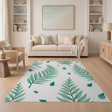 Lush Green Fern Leaf Pattern Area Rug