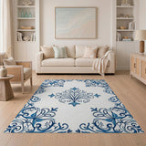 Elegant Blue Floral Vine Area Rug