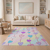 Cascading Pastel Hearts Area Rug