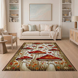Multi-color and Patterns Whimsical Red Mushroom Meadow Area Rug